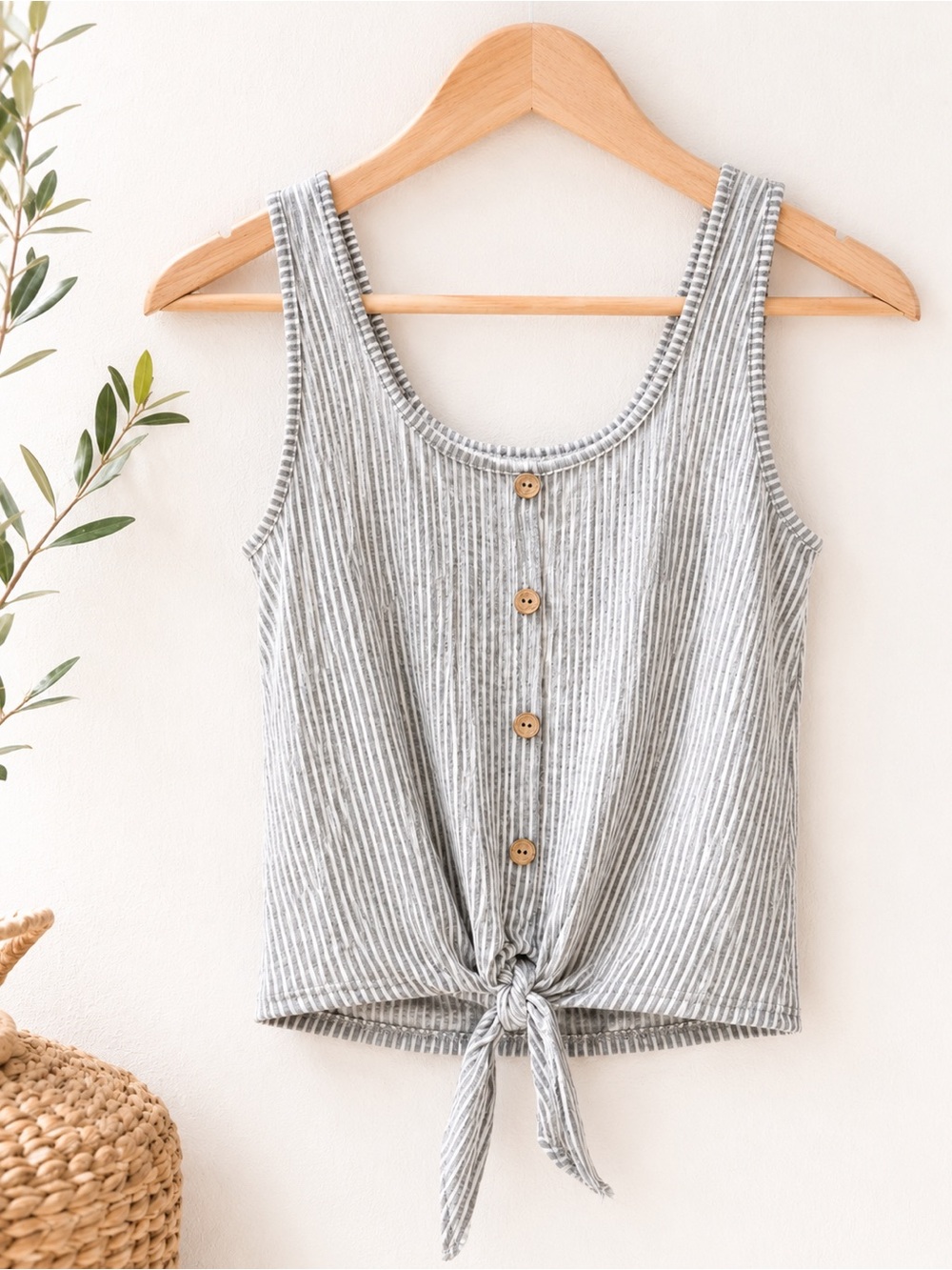 Caution to the Wind Boutique Striped Tie Front Tank | Coastal Boho Summer Top
